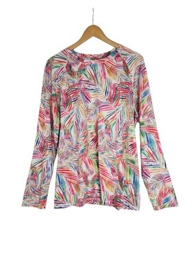 Reel Legends Women’s XL Performance Rash Guard Tropical Sun Shirt Multicolor